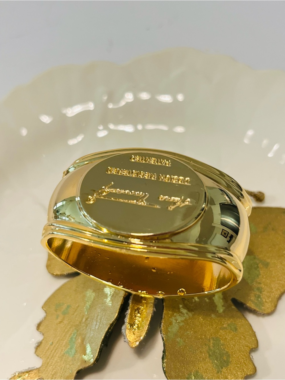 Hans Turnwald Signed Gold Metal Butterfly Large Napkin Ring